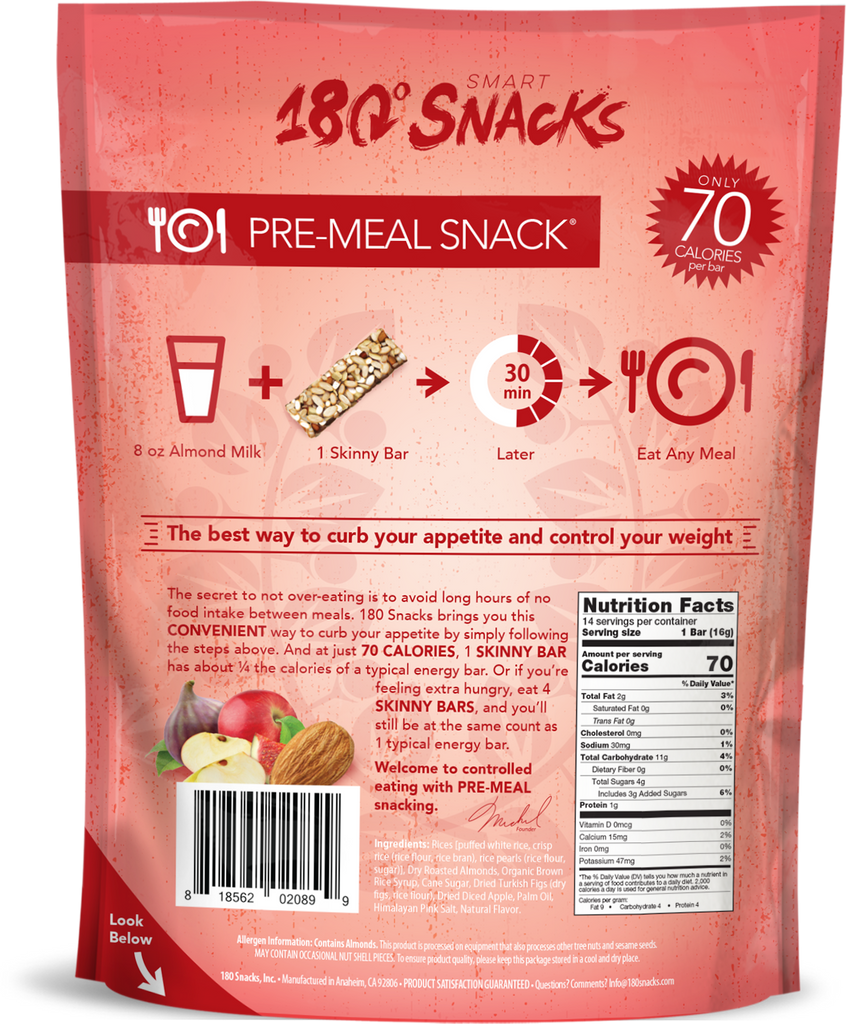 Buy 180 Snacks Pre-Meal Snack Skinny Rice Bar with Himalayan Salt Variety  Bundle Pack (4) 3.22 oz each Online at desertcartIreland
