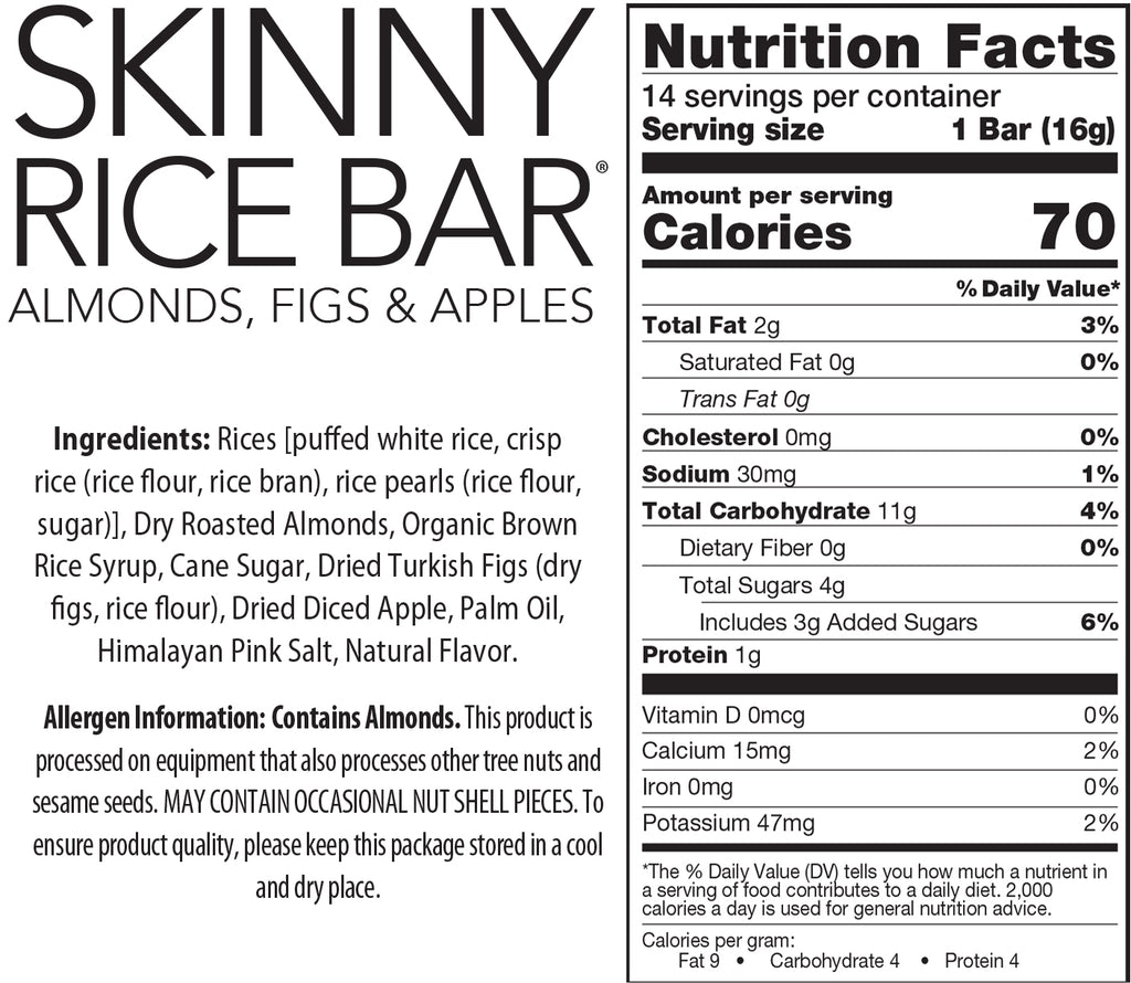 180 Snacks Bar, Skinny Rice, Almonds & Cranberries: Calories, Nutrition  Analysis & More
